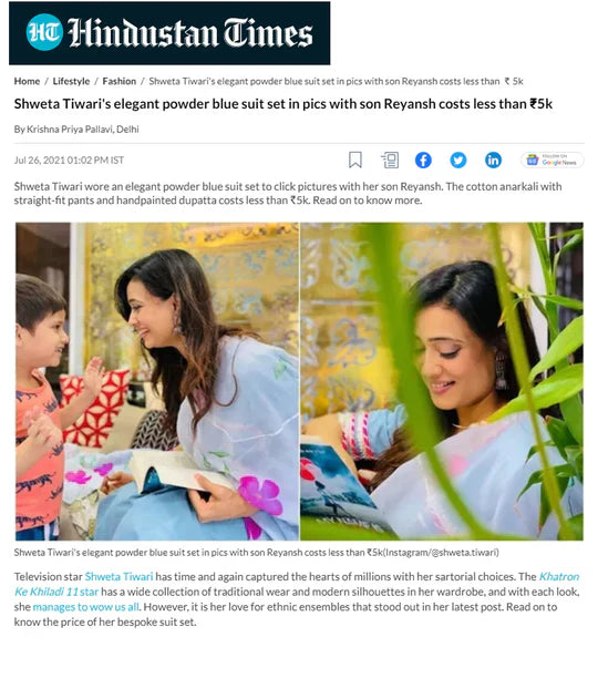 Shweta Tiwari wore an elegant powder blue suit set to click pictures with her son...