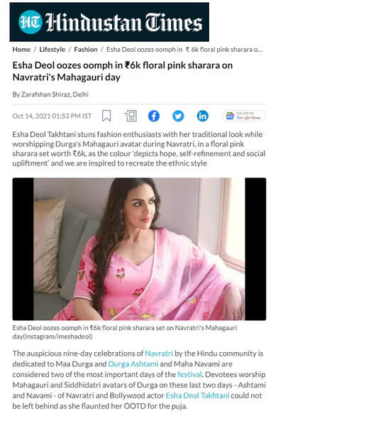 Esha Deol Takhtani stuns fashion enthusiasts with her traditional look while worshipping Durga's Mahagauri avatar...