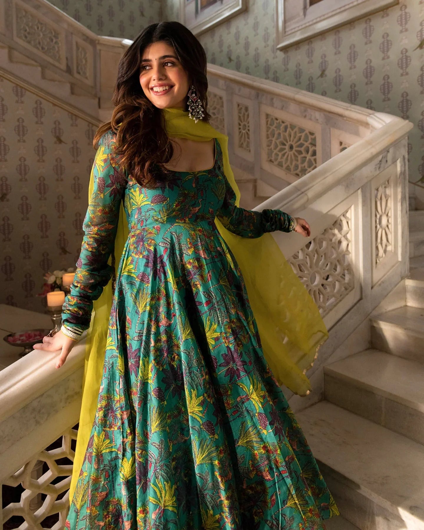slim fit dress slacks Dark Green Georgette Embroidered Anarkali Dress With Cape – Product Video