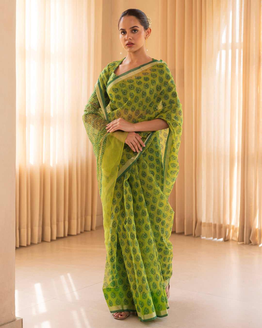 Gita Green Doria Printed Saree
