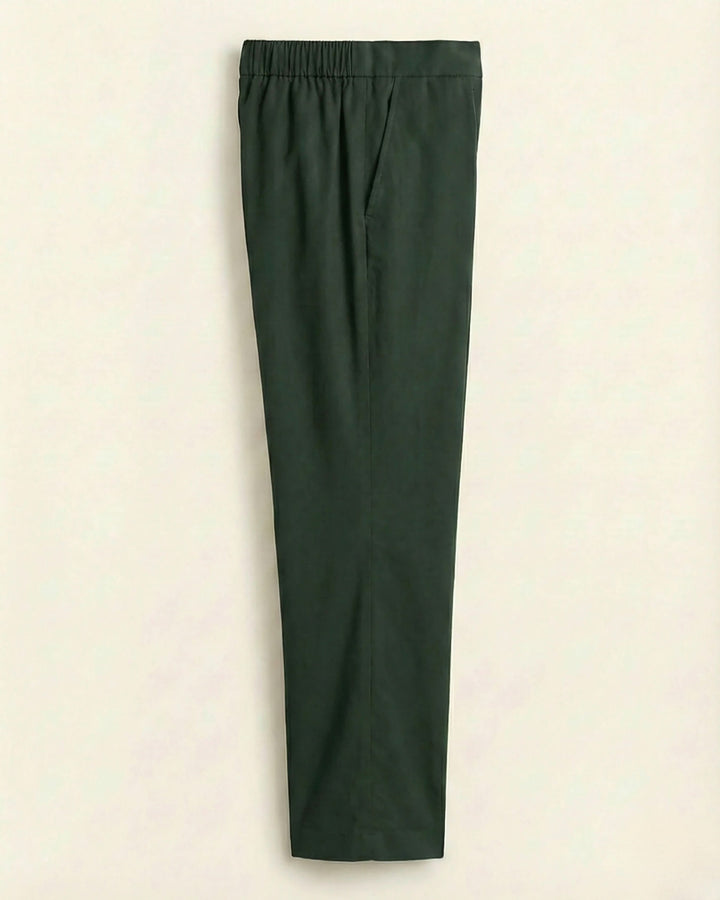 Mridul Dark Green Cotton Straight Pants