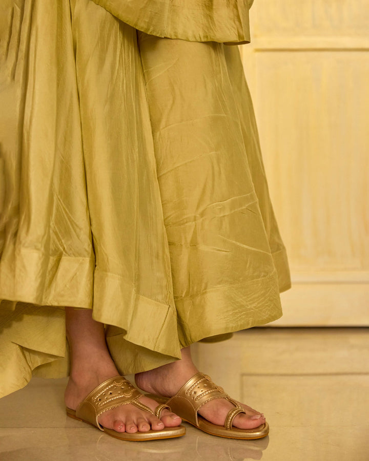 Jashn Rosegold Solid Kolha Flats 