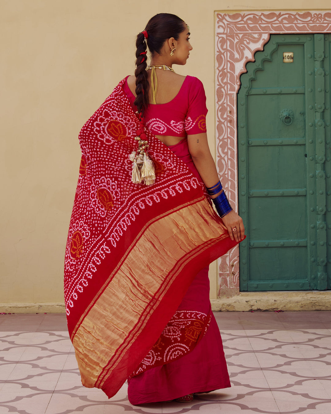 Koyal Pink Kajol Bandhej Silk Saree