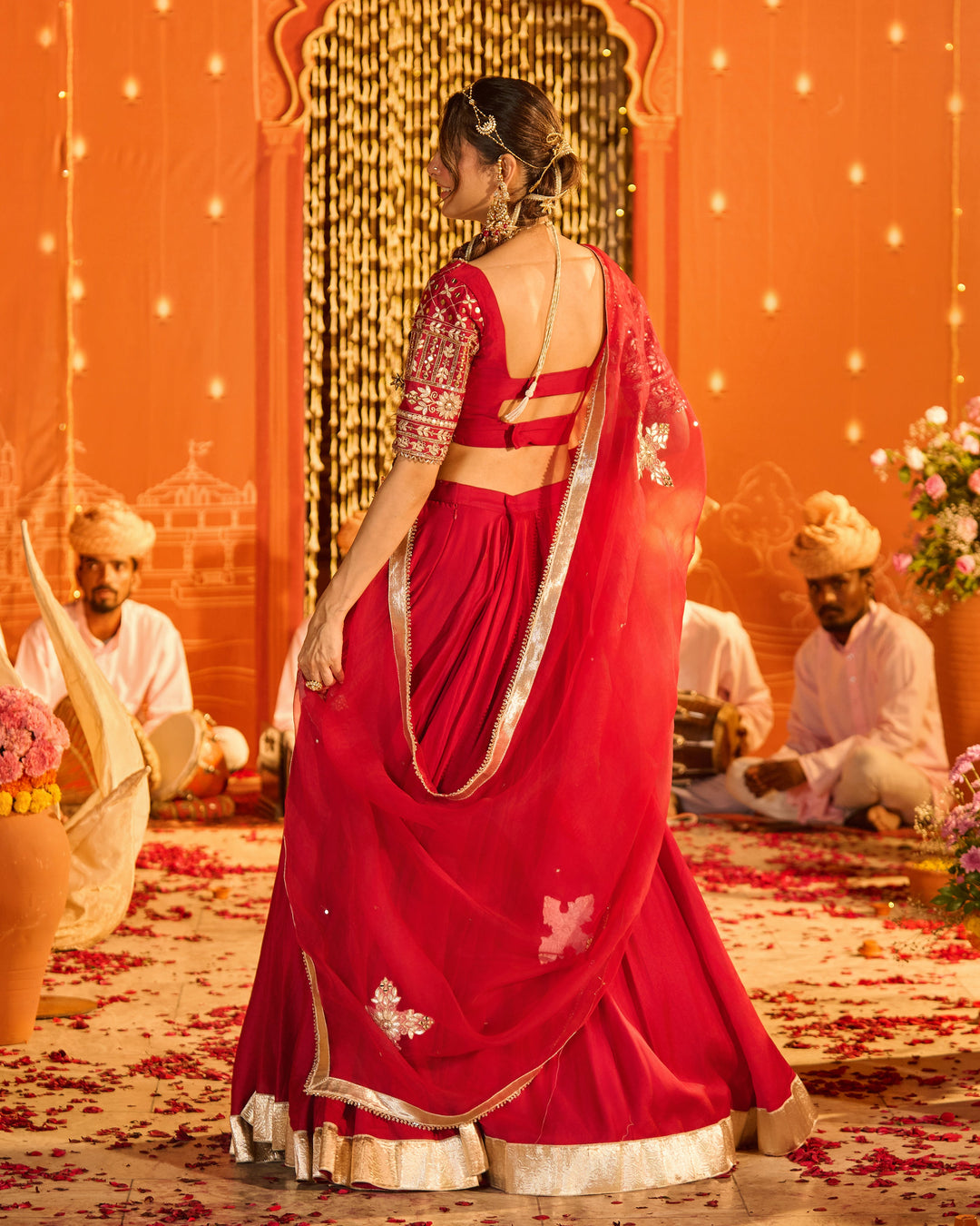 Tejvya Magenta Embroidered Chanderi Lehenga Set