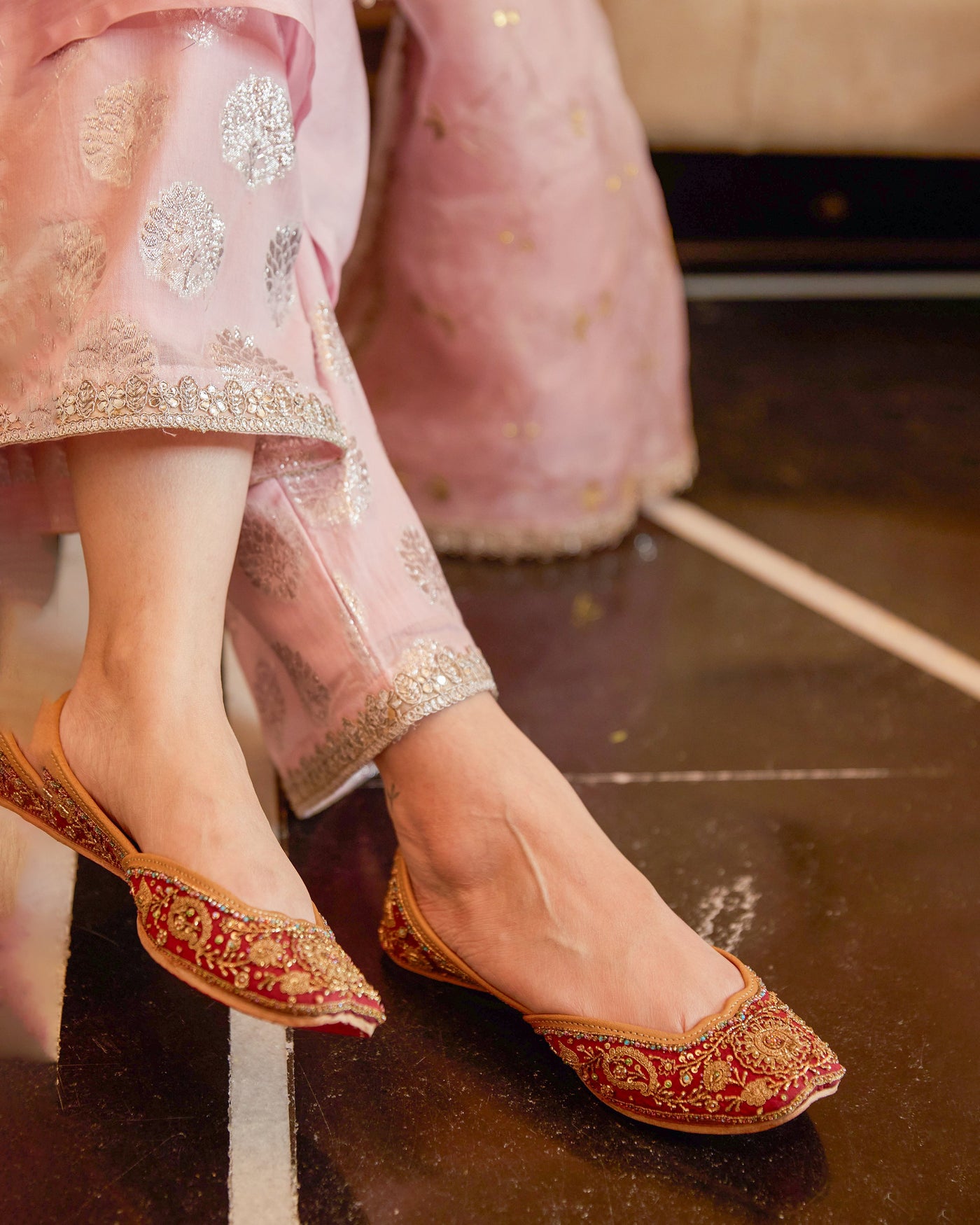 Marwa Maroon Handcrafted Jutti