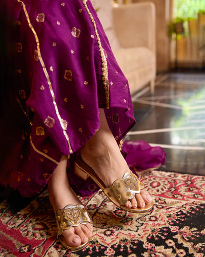 Jugnu Golden Handcrafted Heels