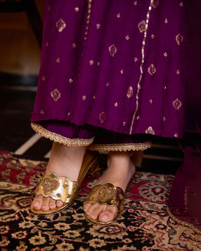 Jugnu Golden Handcrafted Heels