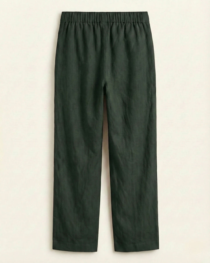 Mridul Dark Green Cotton Straight Pants