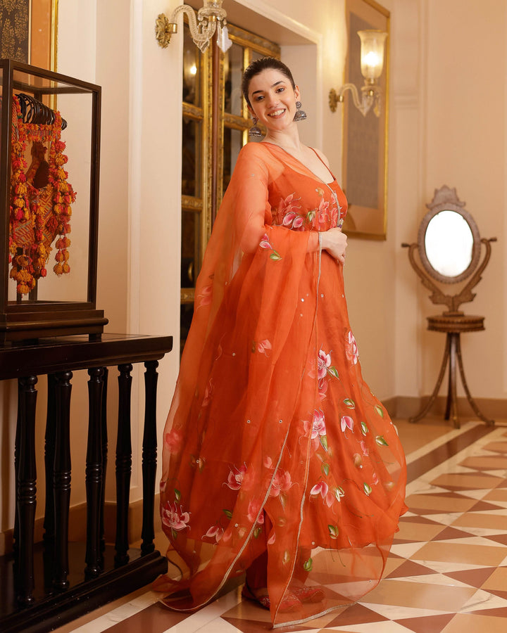 Riha Handpainted Satin Suit Set
