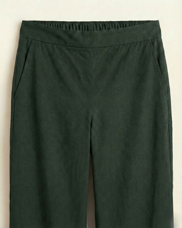 Mridul Dark Green Cotton Straight Pants