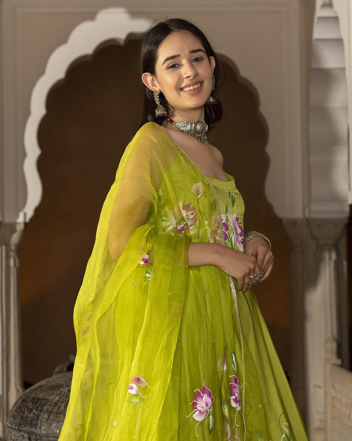 Sanna Handpainted Satin Suit Set