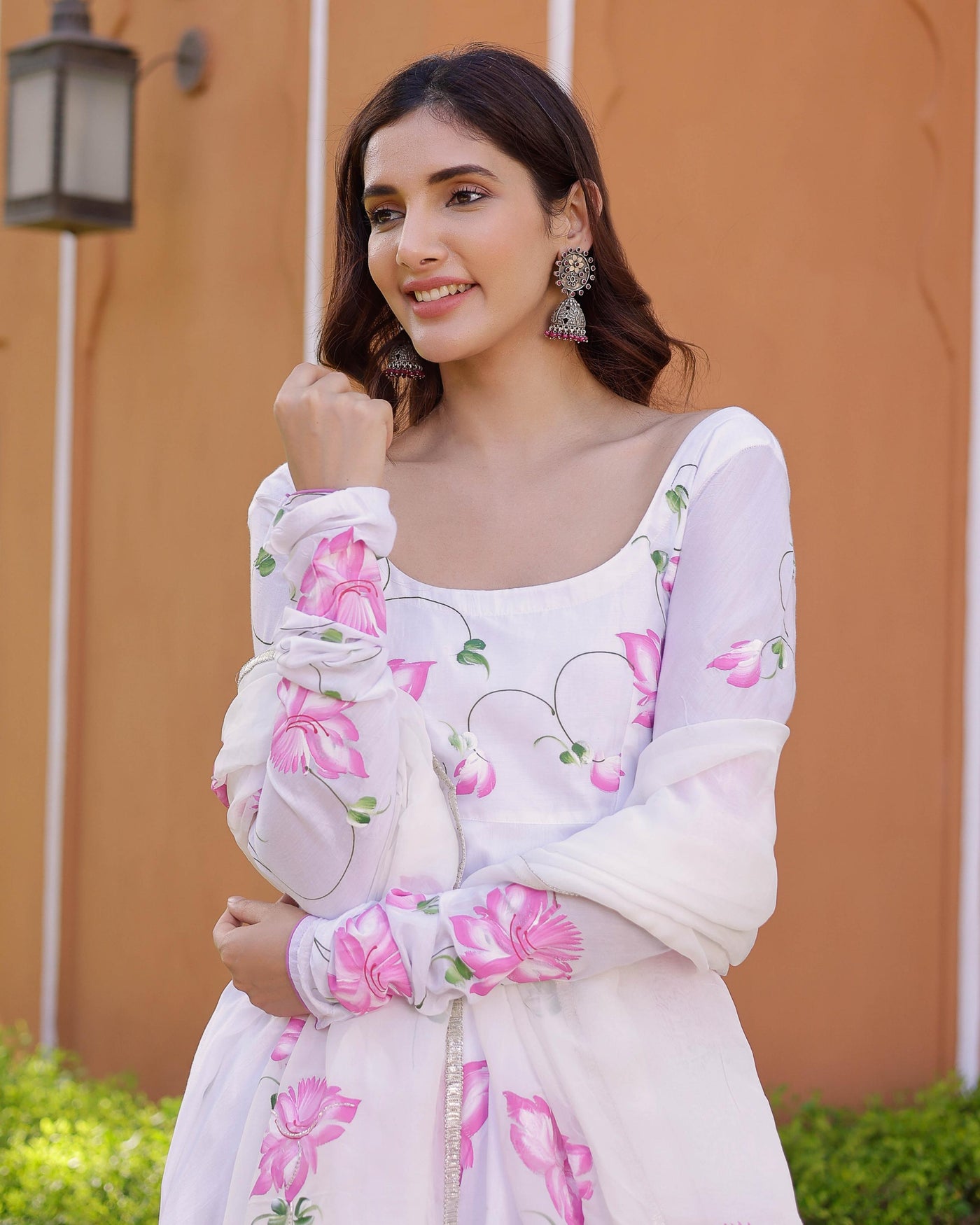 Aiyana Handpainted Cotton Silk Suit Set