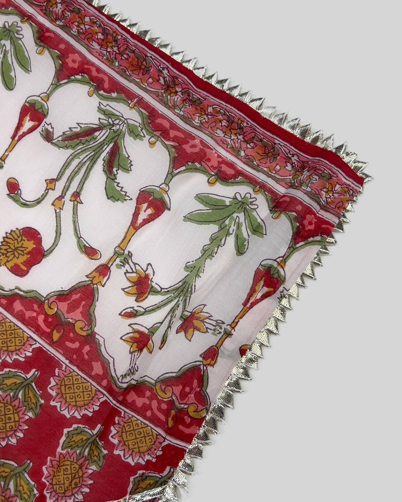 Red Rosewood Handblock Suit Set