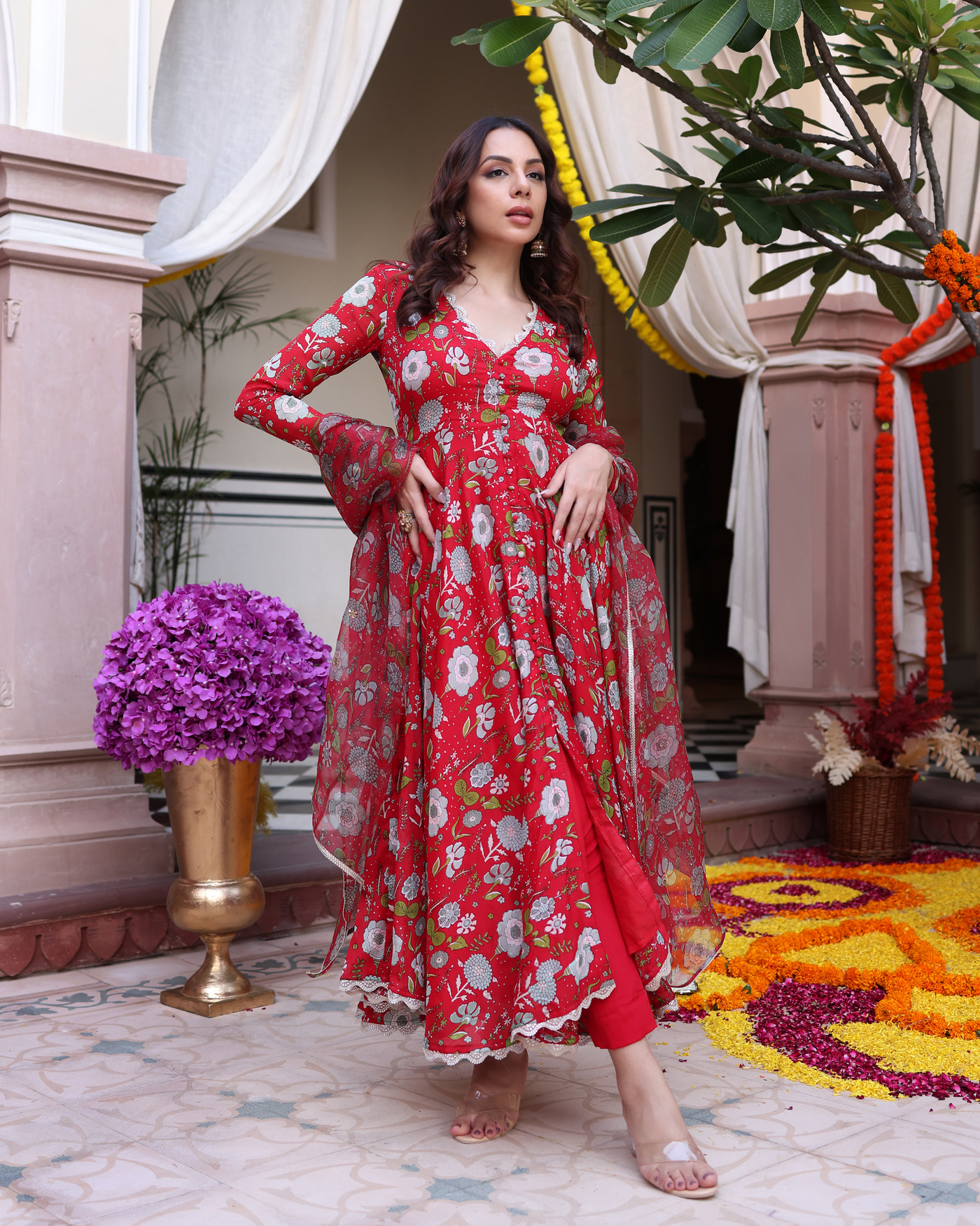 Red Dahlia Dreamscape Printed Chinon Dupatta