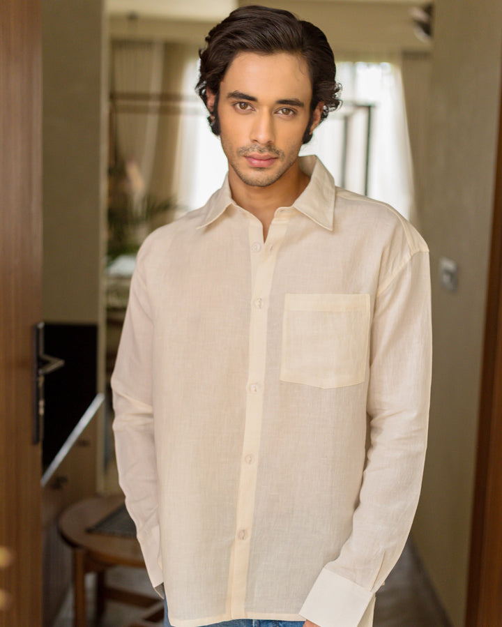 Oren White Cotton Flex Solid Shirt
