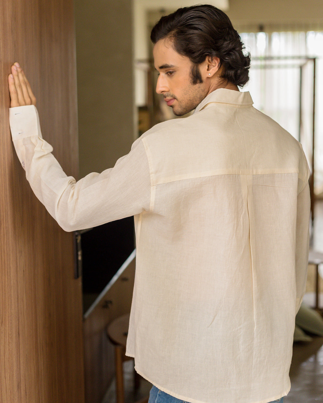 Oren White Cotton Flex Solid Shirt