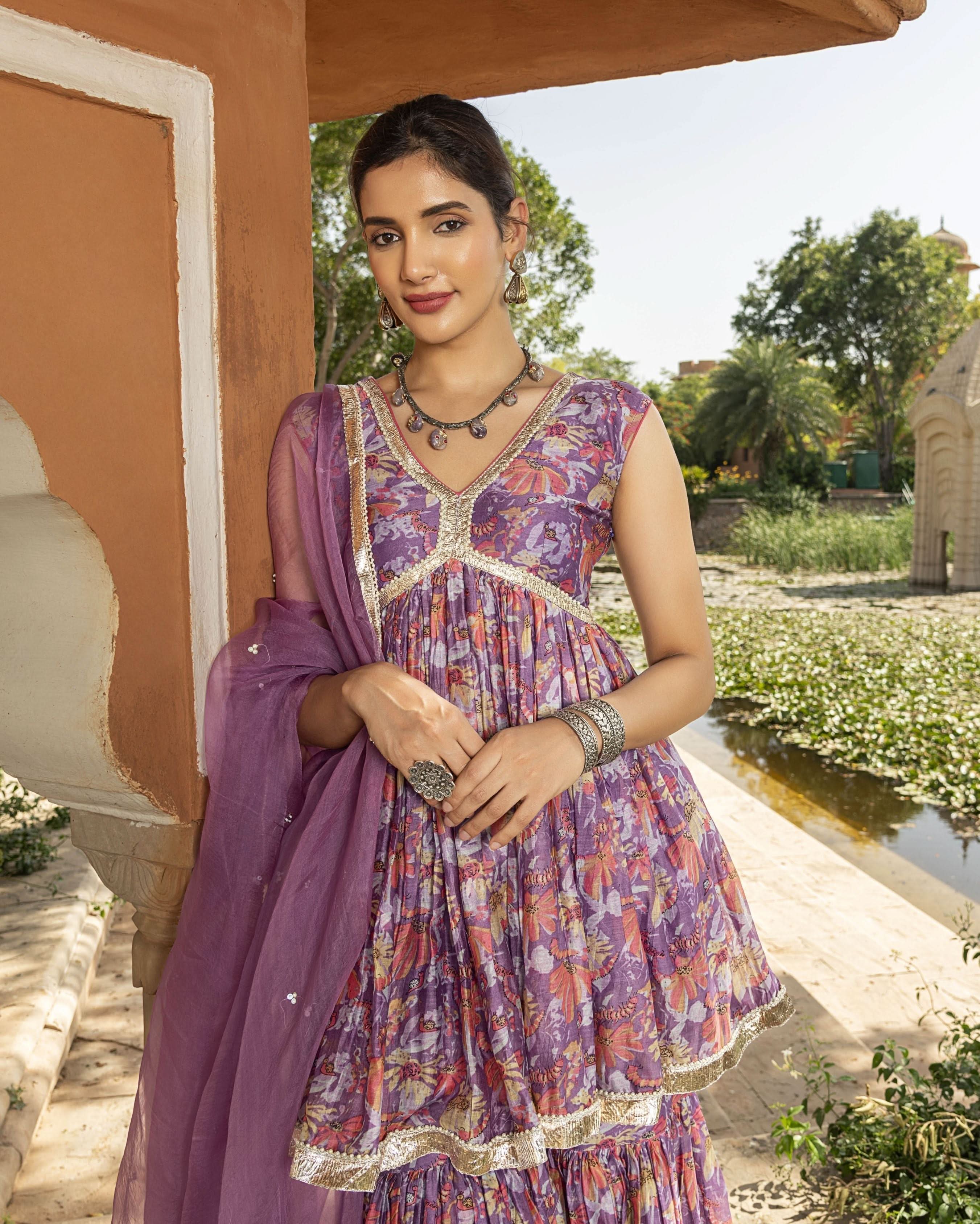 Shop Rasya Chanderi Sharara Set for Women Online in India at Aachho