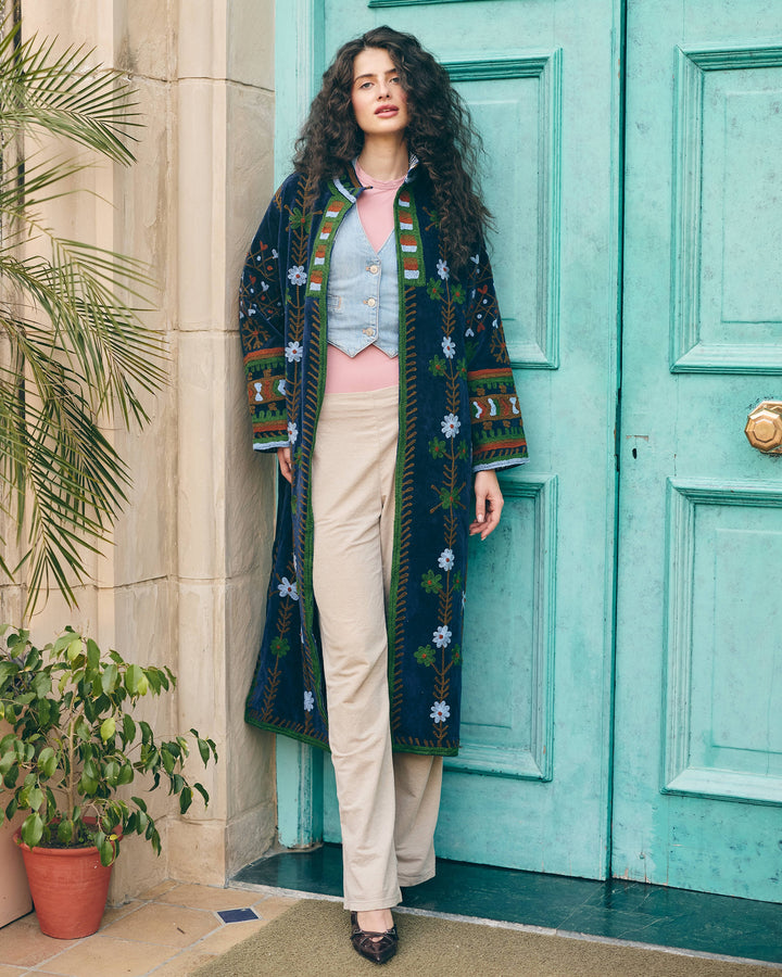 Regalia Navy Velvet Suzani Jacket