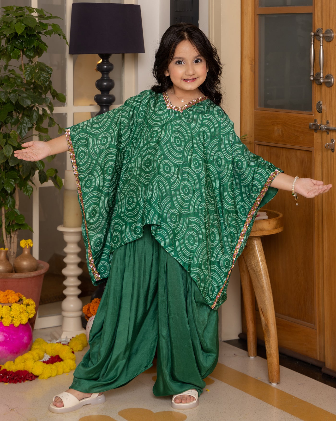 Radha Green Bandhani Muslin Coord Set