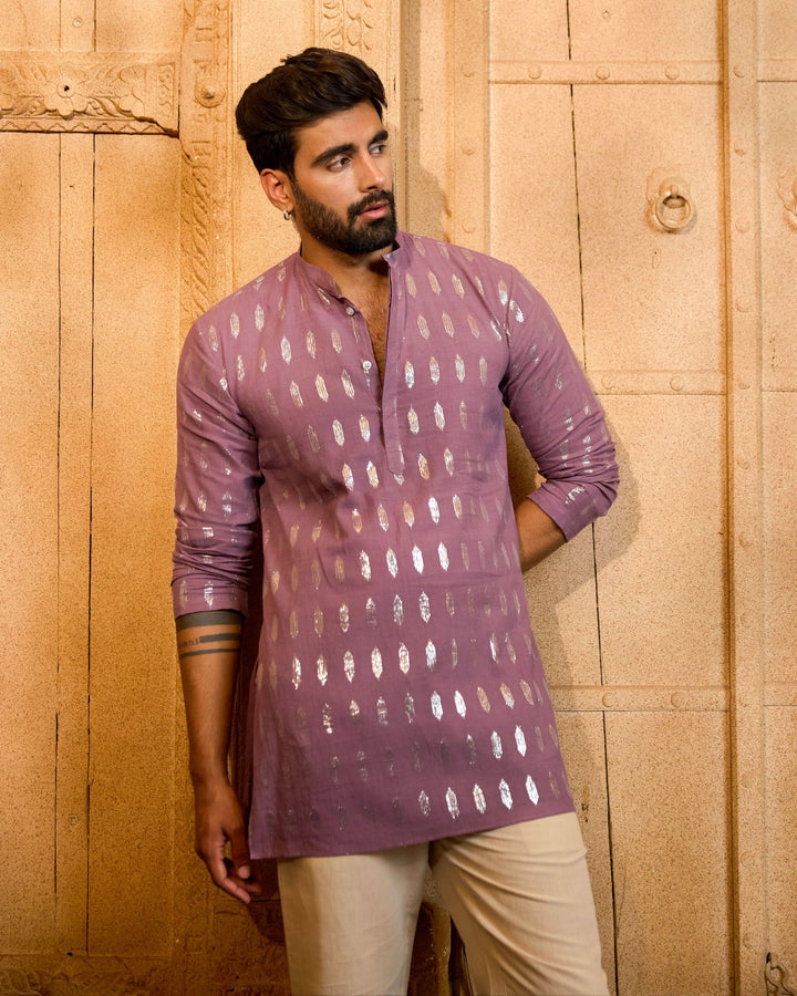 Pravah Mauve Knitted Lurex Kurta