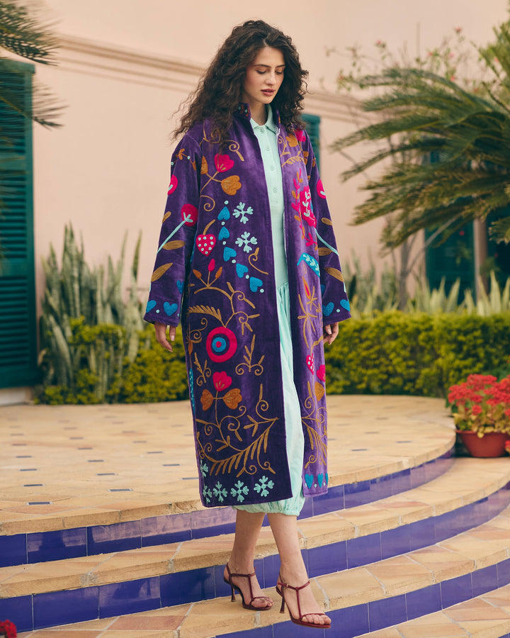 Violetta Purple Velvet Suzani Jacket