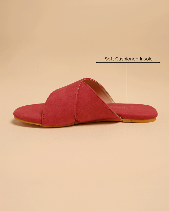 Sunkissed Coral Suede Flats