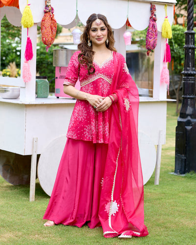 Kanak Pink Bandhani Crepe Suit Set