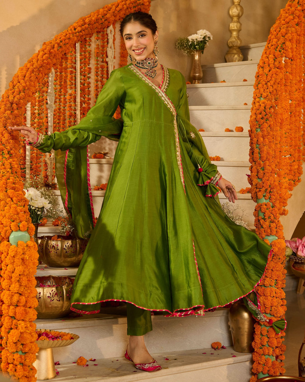 short sleeve green velvet dress Pista Green Chiffon Anarkali Maxi Dress – Sophisticated & Simple Anarkali Suit Light Green / Chiffon / Extra large