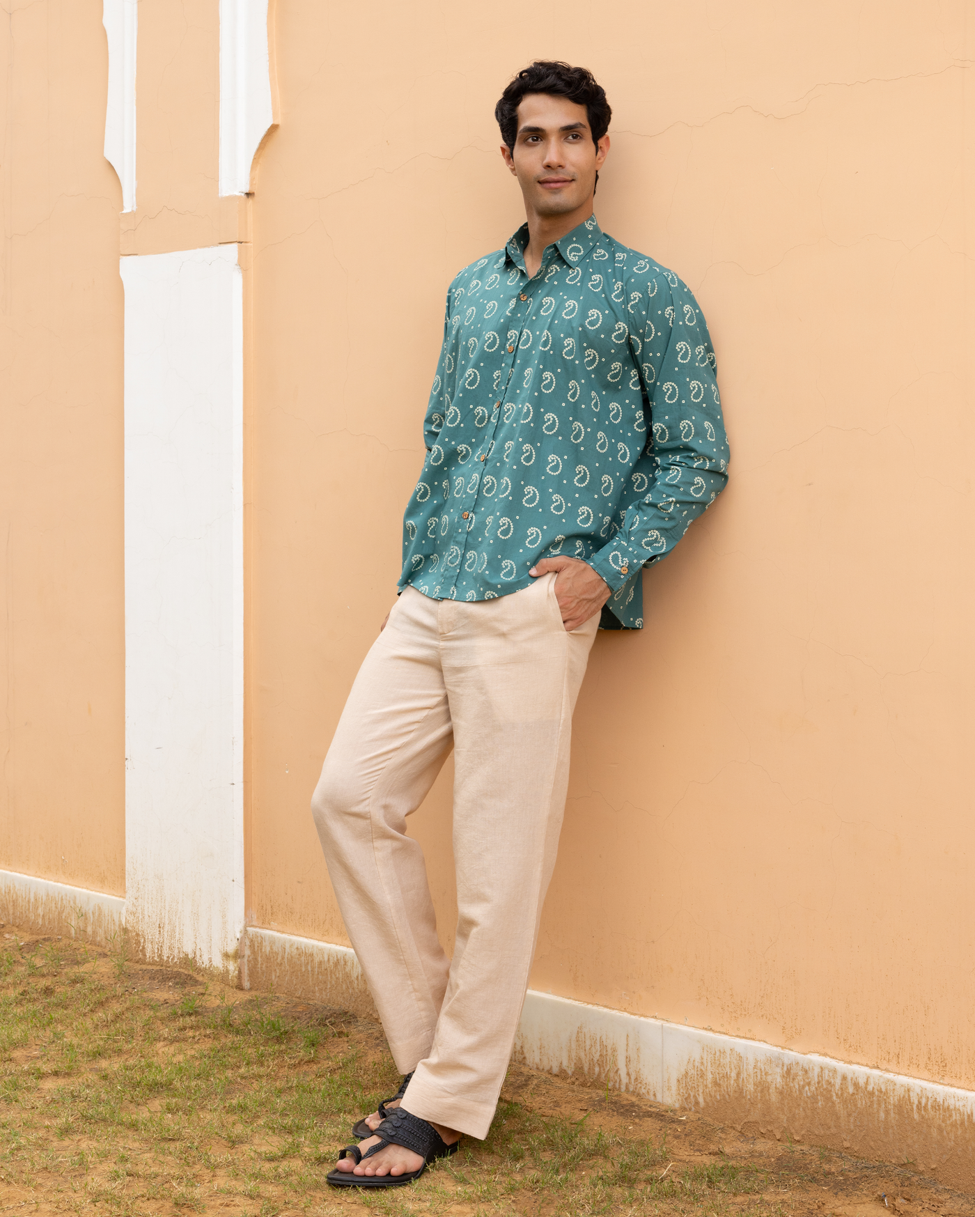 Eshaan Sage Bandhani Cotton Shirt