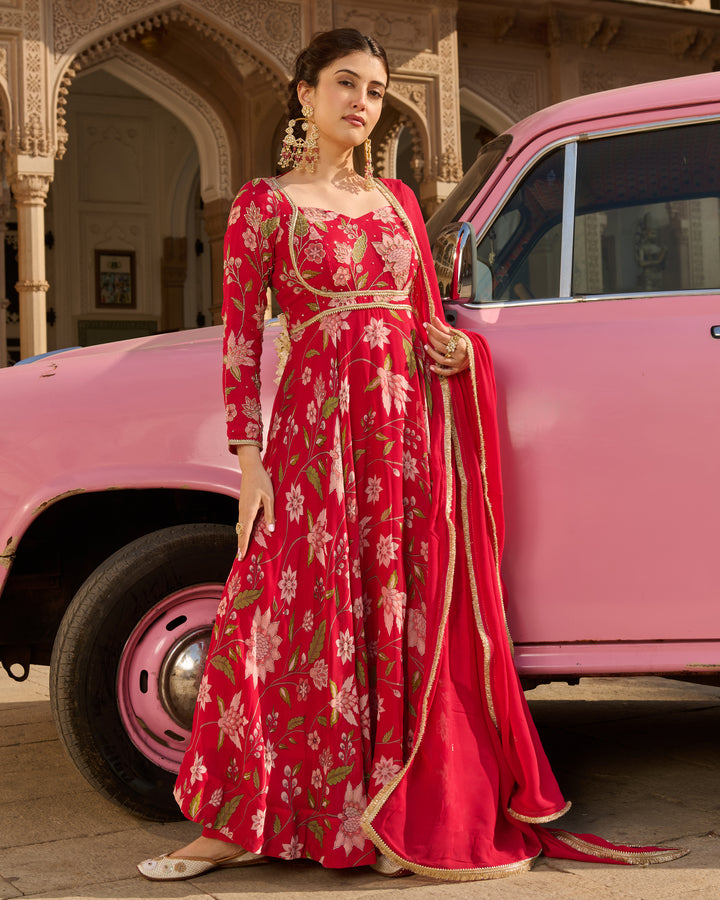 Kashish Pink Printed Georgette Suit Set