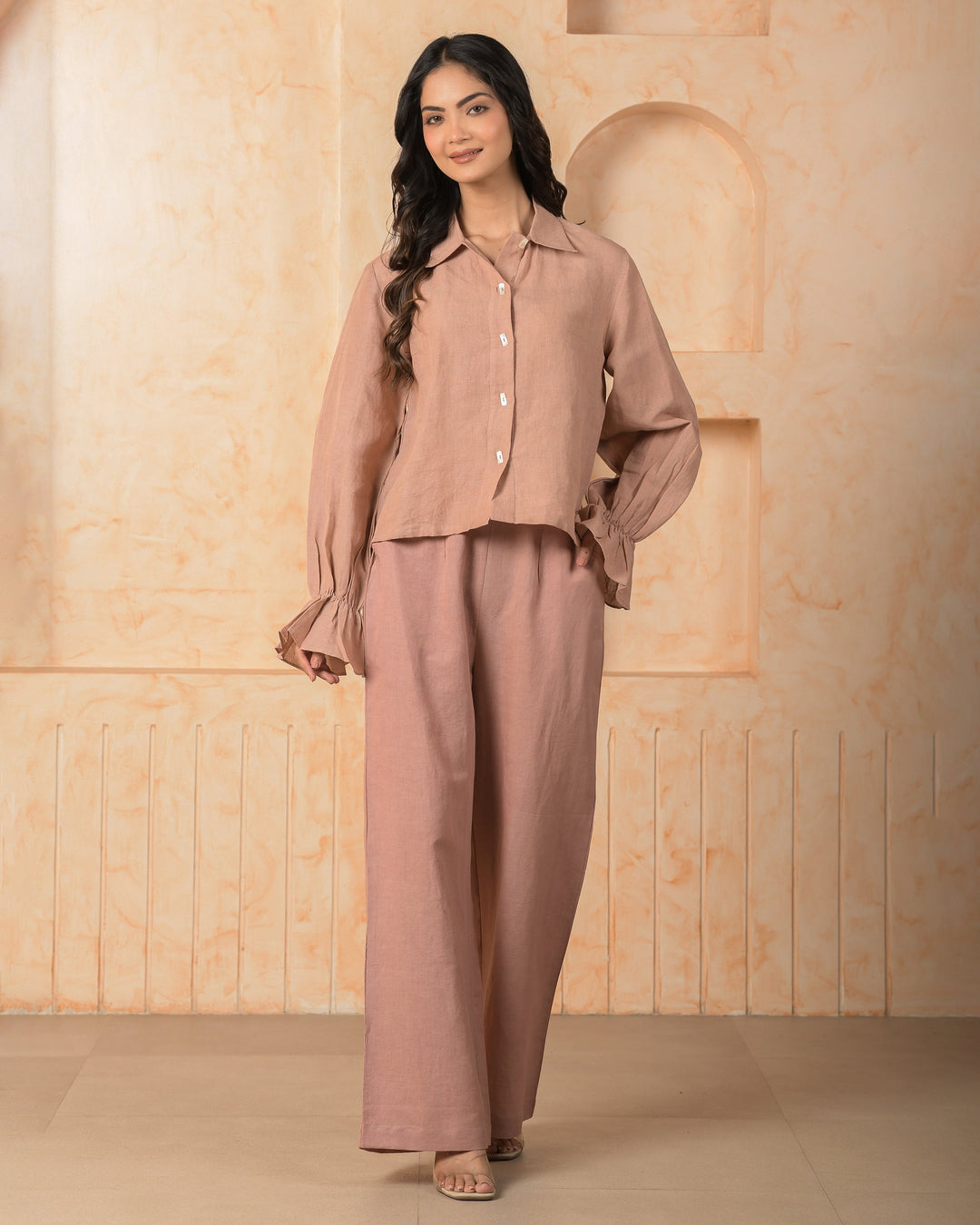 Carnelian Pink Solid Cotton Flex Coord Set