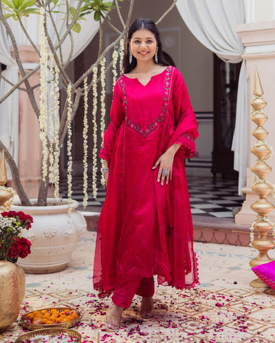 Sheer Pink Embroidered Doria Suit Set