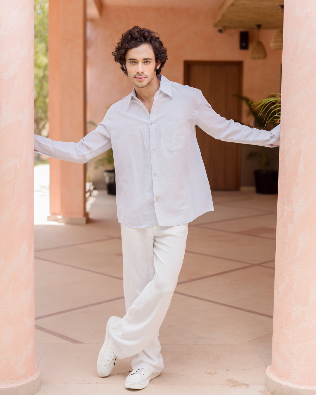 Caelix Blue Cotton Flex Solid Shirt