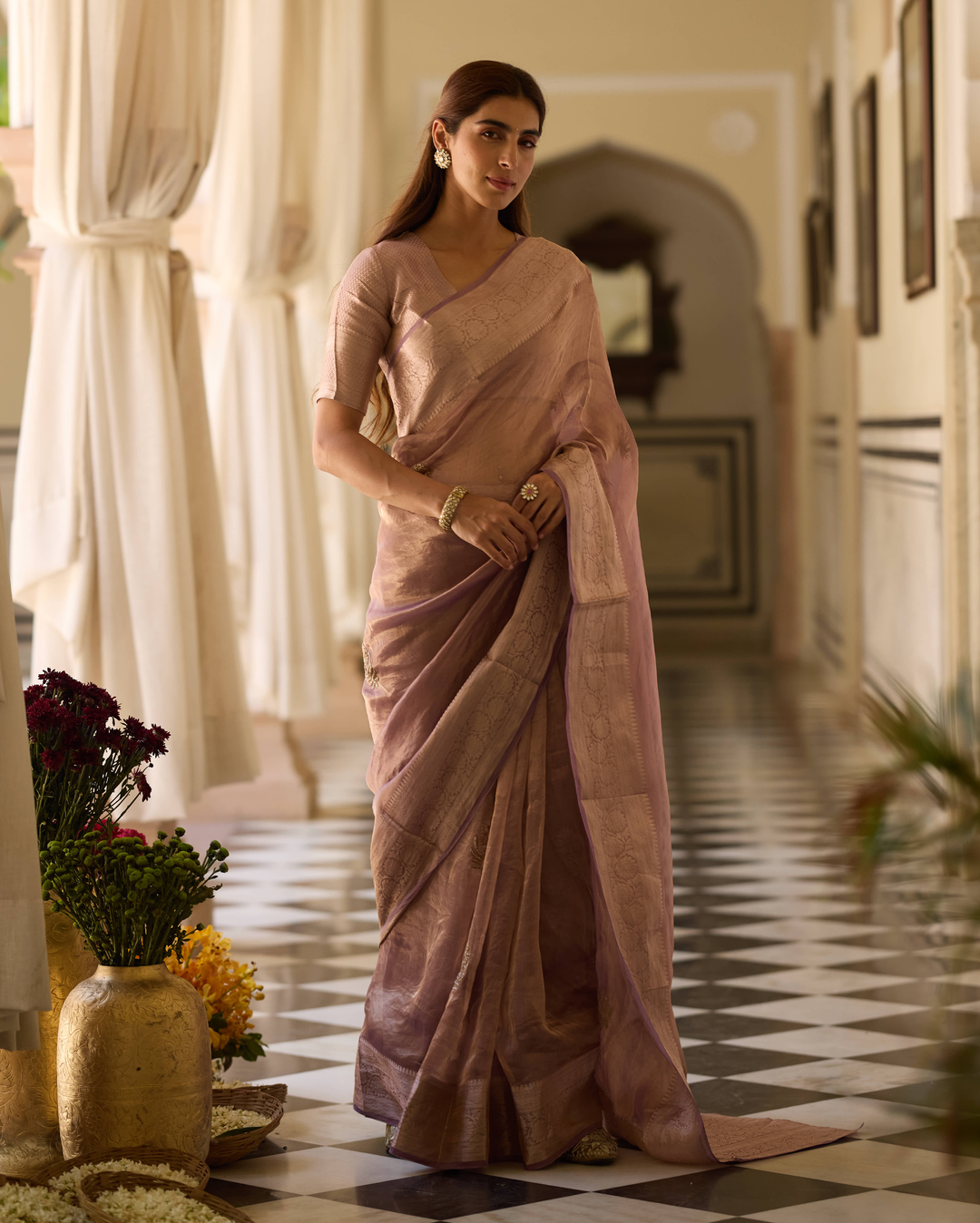 Prabha Purple Handcrafted Tissue Saree