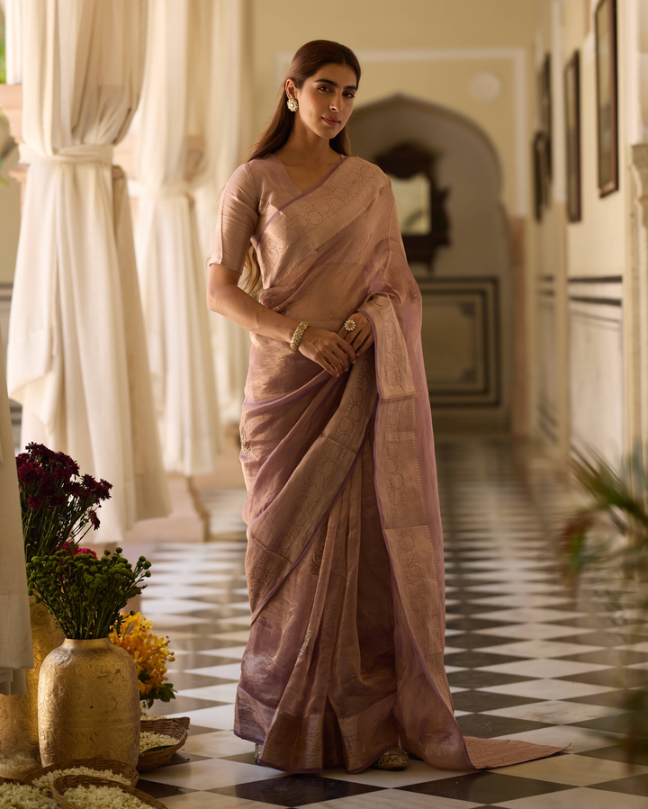 Prabha Purple Handcrafted Tissue Saree
