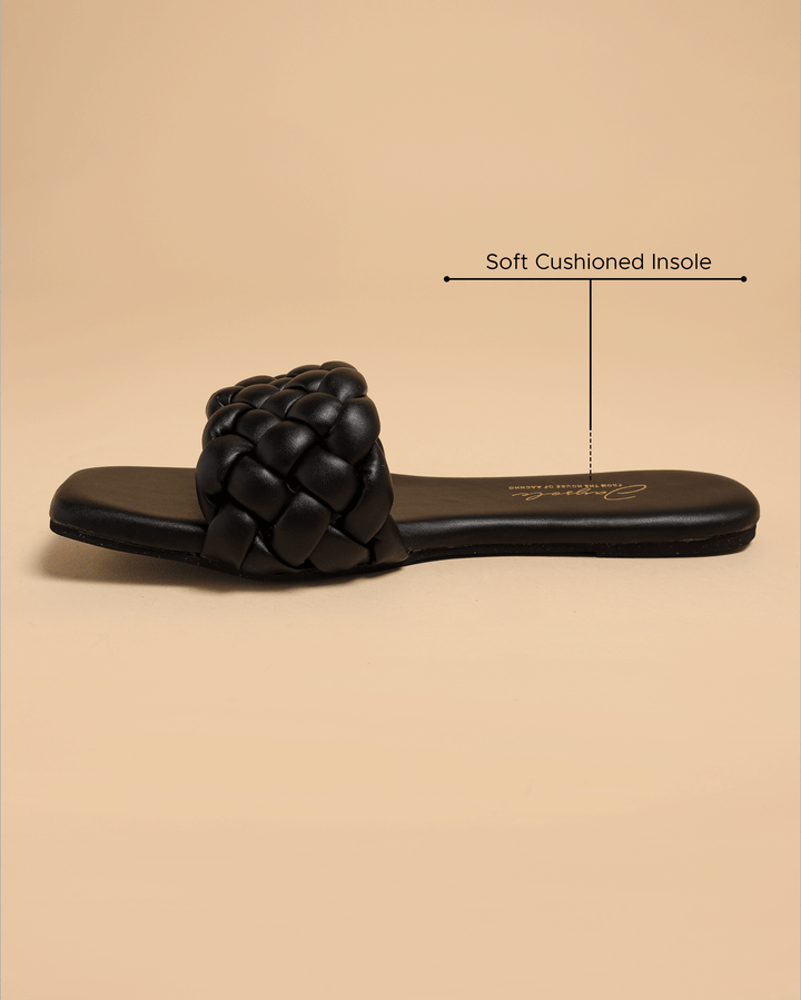 Mallard Black Braided Slides