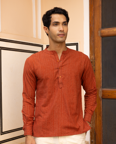 Shaurya Black Solid Linen Kurta