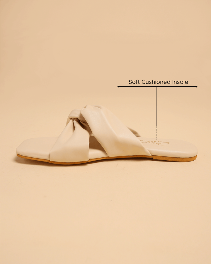 Oyster White Twisted Flats