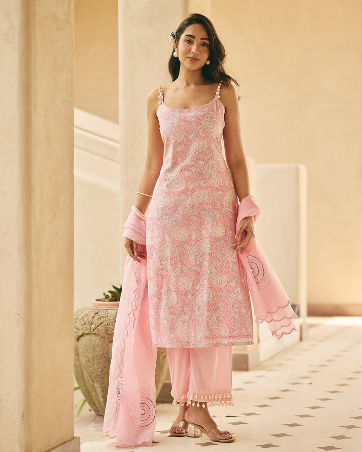 Shrusti Pink Cotton Printed Suit Set