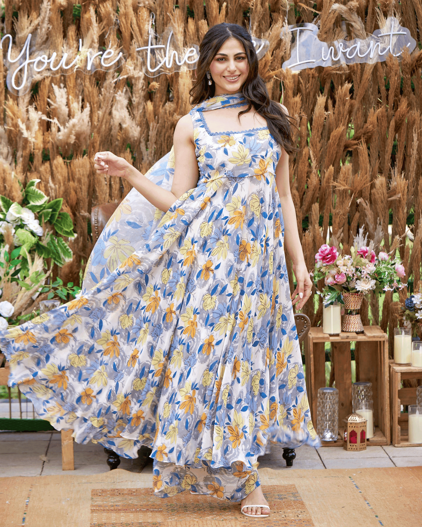 Zohan White Printed Organza Dupatta