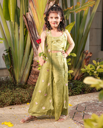 Butterfly Blossom Green Silk Coord Set