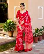 Kumkum Red Gajji Silk Bandhej Saree