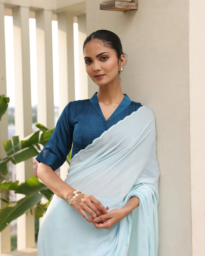 Zoya Blue Satin Blouse