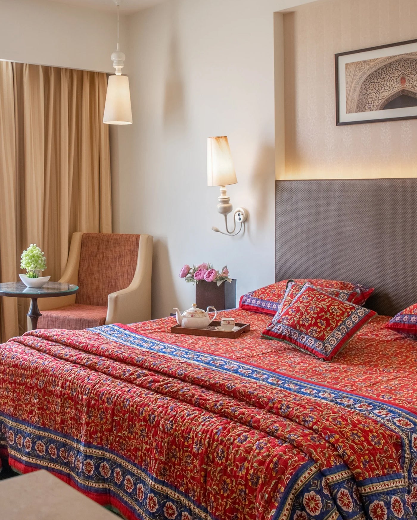 Rojo Handblock Printed Bedding Set