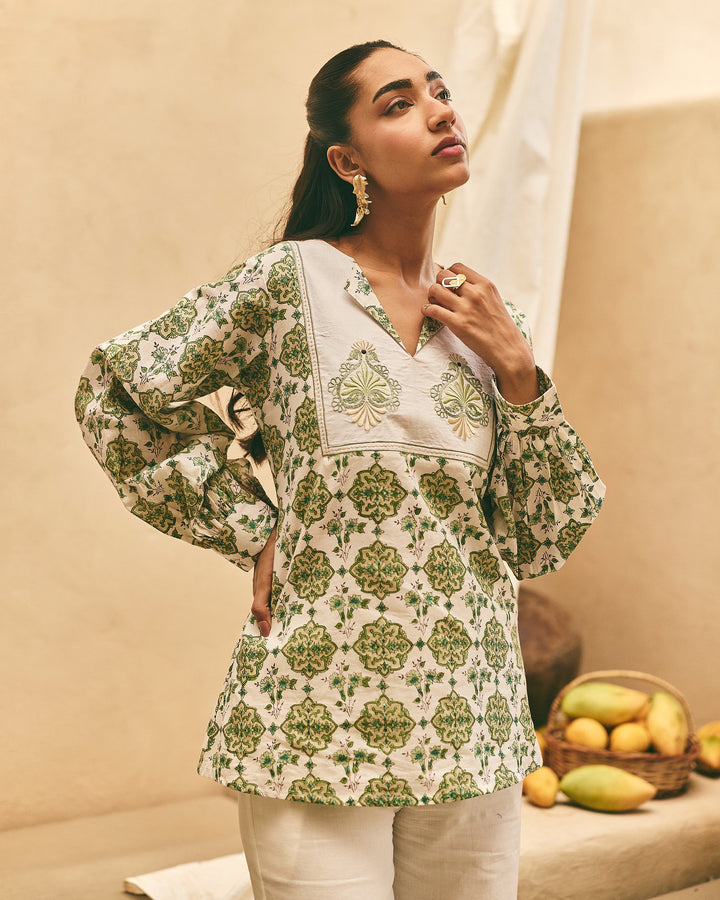 Boris White Cotton Printed Coord Set