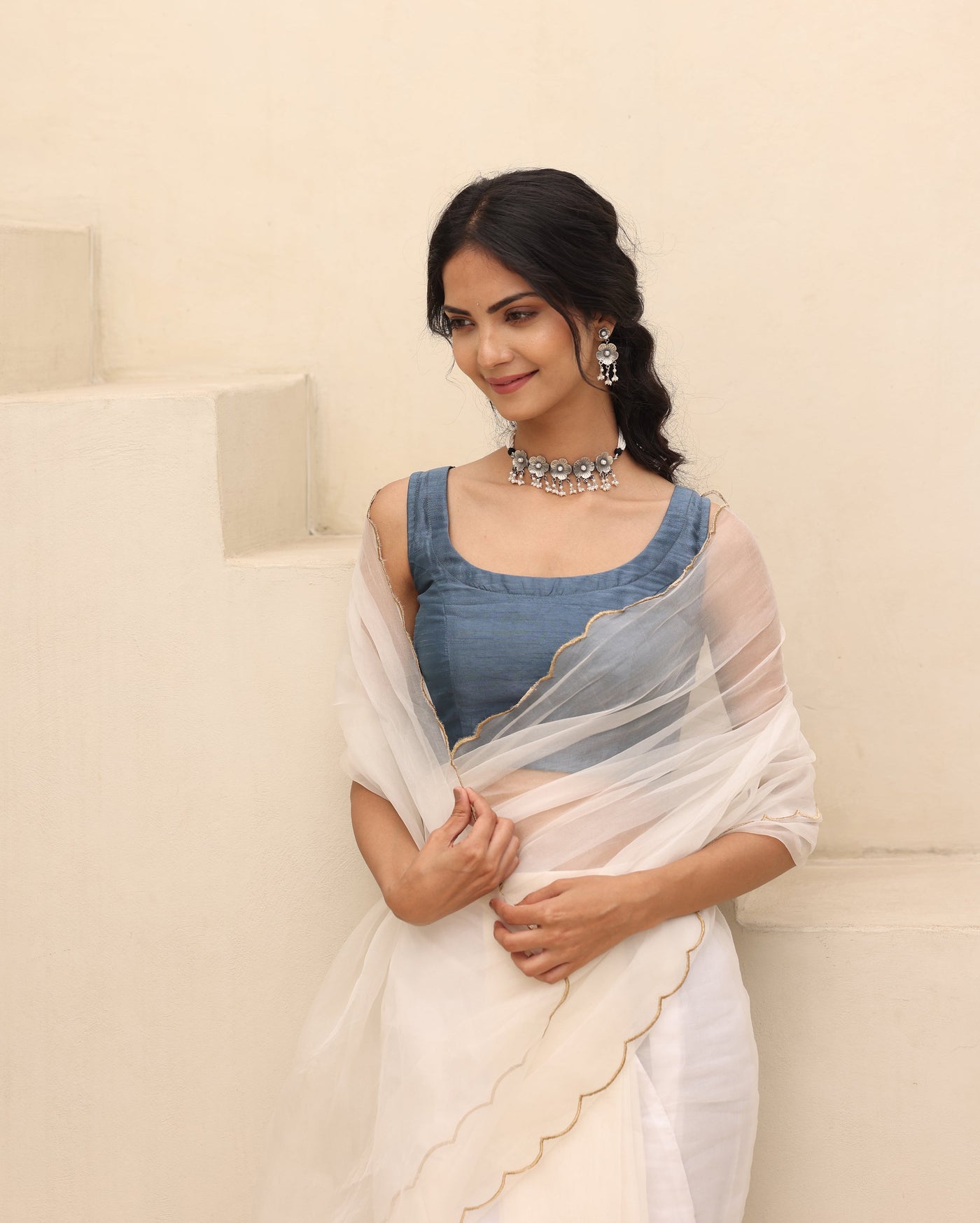 Anika Grey Silk Blouse