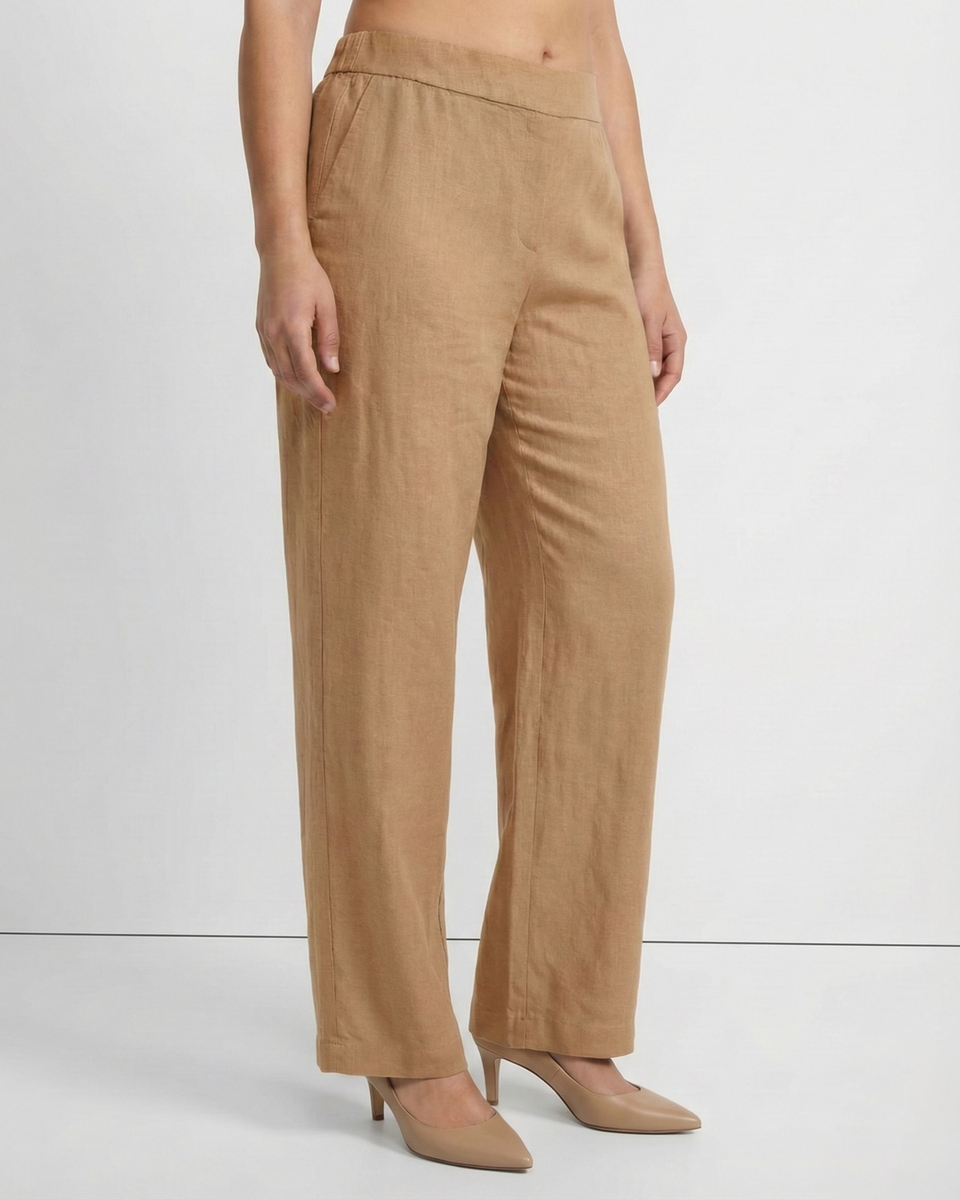 Elric Light Creamish Brown Cotton Flex Straight Pants