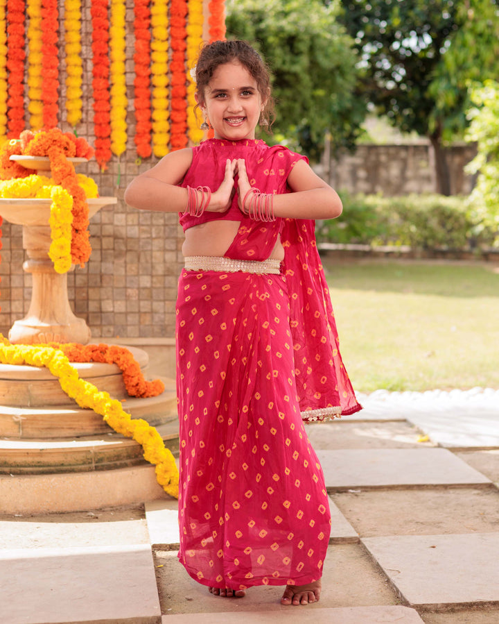 Twisted Bliss Pink Silk Draped Saree