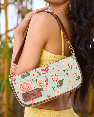 Ditsy Green Baguette Bag