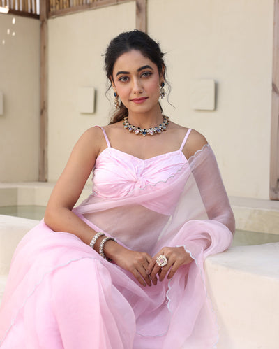 Saanjh Pink Satin Blouse
